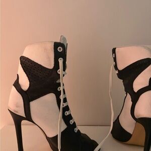 Elegant Black and White Heeled Boots